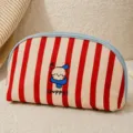 Red striped semi-circular undergarment storage bag portable travel organizer pouch. - Tiered Storage Bag / Puppy with Scarf