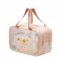 Doble capa impermeable bolsa de aseo gran capacidad viaje cosmético maquillaje bolsa - Doble Capa Separación Seco Húmedo / Rosa Sakura