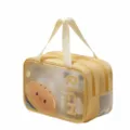 Bolsa de aseo impermeable de doble capa bolsa cosmética portátil organizador para viajes y uso diario. - Doble Capa Separación Seco Húmedo / Amarillo Limón