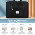 Large capacity black travel storage bag waterproof luggage duffel bag for clothes and quilts - Large - Long Trip Capacity 6-8 Jin Quilt / Classic Black [Wet & Dry Separation]