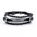 Pulsera de cuero trenzado multicapa vintage con una placa de metal grabada inspiradora - Estilo Together We Make a Difference