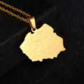 Gold stainless steel Poland map pendant necklace, stylish European national map jewelry gift. - Poland Map / 60CM Matching Chain / Gold