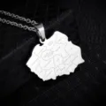 Stainless steel Poland map pendant necklace, stylish silver geography jewelry gift for daily wear. - Poland Map / 60CM Matching Chain / Silver
