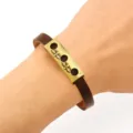 Bracciale Uomo Pelle PU Retro Piastra Metallo Bronzo Antico Stile Gotico Gioiello Moda - Stile Motivo a Croce Gotica