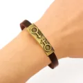 Bracciale in pelle PU con simbolo di genere in metallo bronzo vintage per uomo moda punk - Stile Simbolo Genere Maschile Femminile