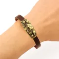 Bracciale in pelle PU teschio vintage per uomo, chiusura magnetica in bronzo antico. - Stile Punk Singolo Teschio