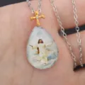 Gold diamond cross crystal pendant necklace European American style clavicle chain jewelry. - B Teardrop Style