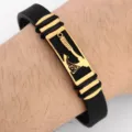 Men's black silicone stainless steel bracelet with tactical axe metal plate stylish jewelry - Axe Style / Golden Axe