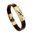 Pulsera de cuero vintage para hombre con placa de metal corazón flecha estilo retro joyas - Corazón con flecha