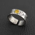 Vintage alloy ring with Horus eye and all-seeing eye design, retro open band for men. - Style F