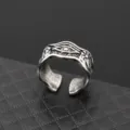 Vintage Eye of Horus ring for men, adjustable silver alloy band, retro punk hip hop ring. - Style I