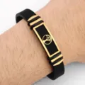 Bracciale Uomo Silicone Nero Acciaio Inossidabile Moda Sport Braccialetto Regalo Top - Albero della Vita Oro
