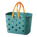 Portable plastic shower basket with cute heart cutouts and bright orange handles for dorm storage. - No Specification / Dark Green