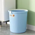 Poubelle en plastique bleu 12L avec motif d'ours, corbeille moderne pour la maison - 12L / Bleu