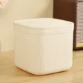 Kleiner Tischmülleimer mit Deckel, cremefarbener quadratischer Mülleimer für Büro und Zimmer. - Hohes Modell mit Deckel / Mit 2 Rollen Abfallbeuteln / Creme