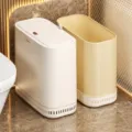 Poubelle fine en plastique avec couvercle pour salle de bain espace etroit bac a dechets - L / Jaune Lait
