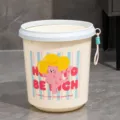 Plastic trash can with cute pink cat pattern, household storage bucket with lid and handle 29cm - Sky Blue