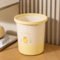 Cute yellow chick print plastic trash can with press ring, home wastebasket 28cm tall. - Regular Fit / M / White