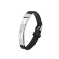 Stainless steel silicone bracelet for grandson with engraved message, stylish wristband. - To My Grandson / Silver