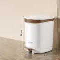 Household step-on trash can with lid, 12L plastic garbage bin for bathroom and bedroom. - 12L / Mousse Coffee