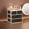 Multi-layer desktop cosmetic storage box with drawers, dustproof makeup organizer for vanity. - 3 Tiers (2 Large Drawers + 2 Small Drawers + Compartment Layer)