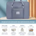 Large capacity waterproof travel quilt storage bag with size chart, grey clothes organizer. - Large - Long Trip Capacity 6-8 Jin Quilt / Haze Blue (Dry & Wet Separation)