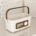 Large plastic shower caddy with handle, portable storage basket for bathroom and dorm use. - L / Milk Coffee