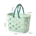 Light green plastic shower basket with heart cutouts and handles, daily storage. - Regular Fit / Light Green