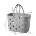 Grey plastic shower storage basket with hollow heart pattern and handles for bathroom organization. - Regular Fit / Gray