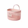 Small pink hanging storage basket, plastic wall-mounted organizer for kitchen bathroom. - S / Pink