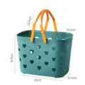 Plastic Shower Storage Basket with Cute Heart Hollow Design and Portable Orange Handles SKU - Dark Green