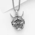 Vintage Japanese Hannya Mask Pendant Necklace for Men Gothic Alloy Streetwear Jewelry - Style 6
