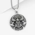 Retro Viking warrior skull axe pendant necklace for men, vintage alloy chain jewelry item. - Style 9