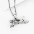 Vintage silver scuba diver pendant necklace men fashion metal chain streetwear jewelry - Style 10