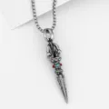 Vintage silver alloy Phurba dagger pendant necklace, retro punk necklace variant for men. - Style 11