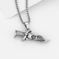 Vintage gothic skull dagger pendant necklace for men, cool stainless steel jewelry. - Style 13