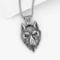 Vintage silver wolf head pendant necklace for men stylish gothic punk metal jewelry gift item - Style 15