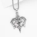 Vintage gothic cross pendant necklace for men, retro alloy punk jewelry accessory. - Style 18