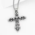 Vintage gothic skull cross pendant necklace for men, punk style metal chain fashion jewelry. - Style 17