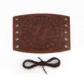 Men vintage punk leather bracer medieval wide arm guard with celtic rune embossed design - HF20 Style / Brown