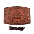 Men vintage brown leather wrist bracer medieval punk cosplay arm cuff with braided cord - HF21 Style / Brown