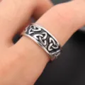 Men's Viking Celtic Knot Ring, Silver Oxidized Vintage Metal Fashion Band Variant - Size 7 / Silver