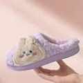 Cute plush cotton slippers for women and men, warm non-slip indoor winter home shoes. - 36-37 / Bunny / Taro Purple