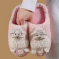 Cute plush sheep slippers for women winter indoor cozy warm fluffy home cotton shoes - 38-39 / Baby Pink - Little Cotton Sheep