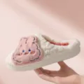 Fluffy plush winter cotton slippers for women and men, warm thick sole cute animal house shoes. - 38-39 / Bunny / Cream White