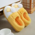 Fluffy yellow winter cotton slippers for women and men, warm indoor non-slip plush shoes. - 40-41 / Warm Duck [Yellow] Full-back Slippers