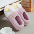 Winter plush cotton slippers for women and men, indoor warm anti-slip fluffy cute slippers - 36-37 / Dreamy Duck [Purple] Full-back Slippers
