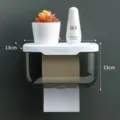 Portarrollos de papel higiénico de pared con repisa y caja impermeable para el baño - L / Negro