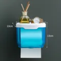 Caja de papel higiénico montada en la pared con estante, soporte de papel en rollo azul y blanco - S / Azul