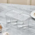 Clear multi-compartment plastic seasoning box with airtight lid and spoons for kitchen - Clear (Double Sealed with 3 Spoons)